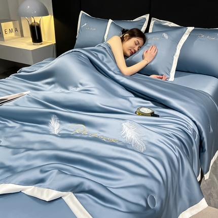 91家纺网 家纺一手货源 找家纺 （总）如一 2025丝羽系列水洗冰丝夏被四件套