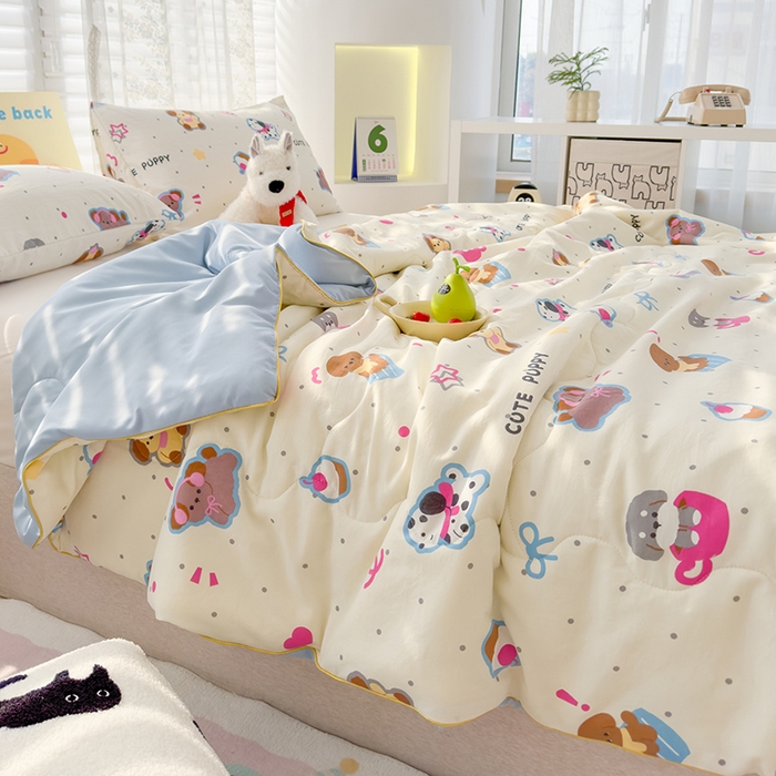 91家纺网 家纺一手货源 找家纺 弗苓家纺 2025新款A类皱皱纱印花夏被 乐翻天