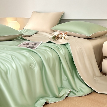 91家纺网 家纺一手货源 找家纺 （总）无界2025新款B类水洗真丝双拼夏被-森蝶