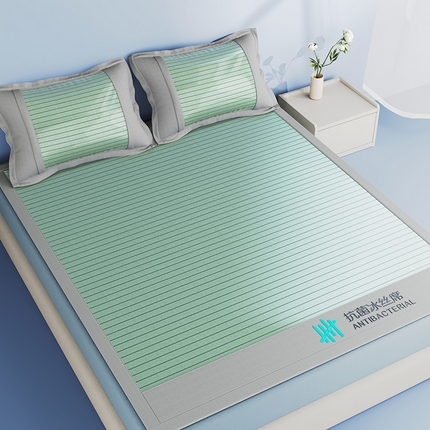 91家纺网 家纺一手货源 找家纺 卡初家居  2025新款A类抗菌冰丝席 席子凉席 抗菌绿