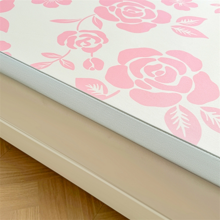 91家纺网 家纺一手货源 找家纺 雯豆2025春夏新款碳光冰丝席三件套A类凉感印花三明治凉席 碳光冰丝席-绑带款-温语-1