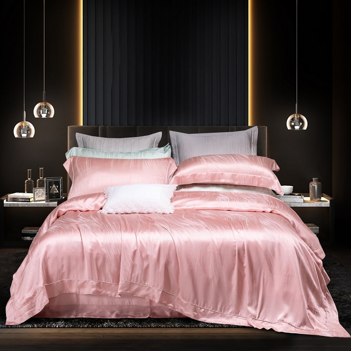 91家纺网 家纺一手货源 找家纺 晋瑞 红顶鹅绒馆 2025真丝天丝大提花四件套 莫吉托