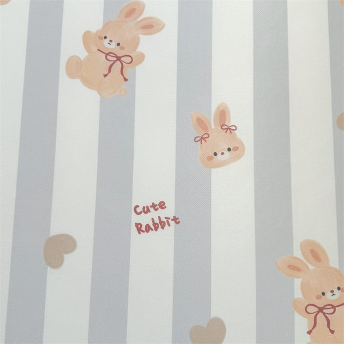 91家纺网 家纺一手货源 找家纺 雯豆2025春夏新款碳光冰丝席三件套A类凉感印花三明治凉席 碳光冰丝席-绑带款-条纹兔-1