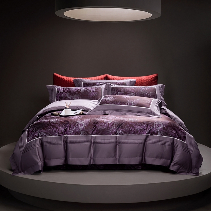 91家纺网 家纺一手货源 找家纺 品家居 A版色织提花长绒棉四件套-圣西斯 魅影