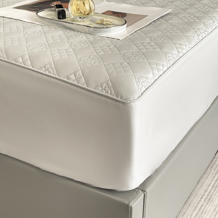 91家纺网 家纺一手货源 找家纺 2025新款轻奢A类母婴级长绒棉全工艺刺绣四件套纯棉全棉高端春夏季爆款床上用品 诺兰-白灰