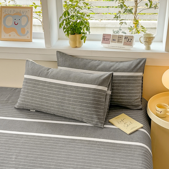 91家纺网 家纺一手货源 找家纺 博弈家纺   2025新款亲肤舒适原棉老粗布床单凉席三件套系列 冷灰