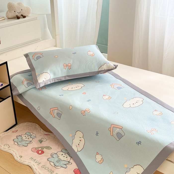 91家纺网 家纺一手货源 找家纺 川悦生活2025新款小清新冰藤席学生款 奶屋小汪