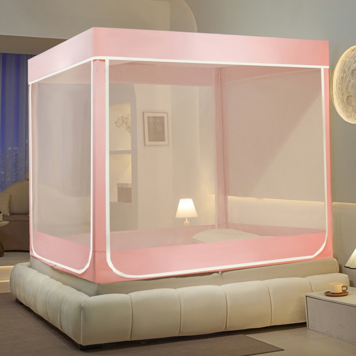 91家纺网 家纺一手货源 找家纺 （总）兆星家纺 2025新款内穿带布帘蚊帐 纯色款