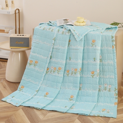 91家纺网 家纺一手货源 找家纺 被多多被业 2025新款亲肤绒多针绗绣工艺夏被空调被 花开半夏