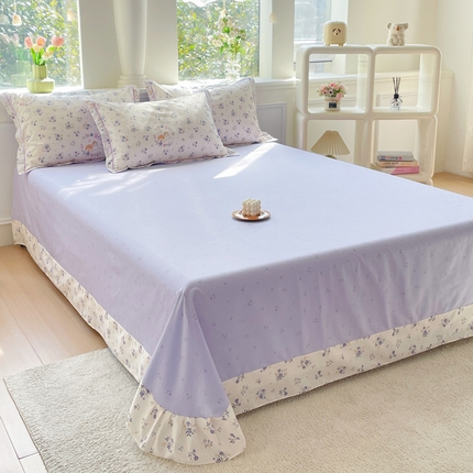 91家纺网 家纺一手货源 找家纺 （总）铭博家纺 2025新款直播热款全棉吊边一字绣工艺款13070印花全棉单床单