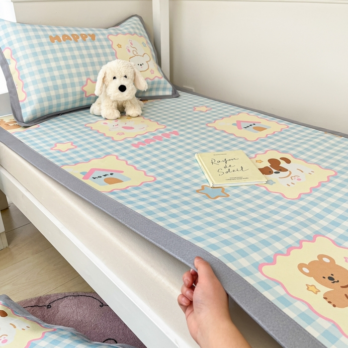 91家纺网 家纺一手货源 找家纺 川悦生活2025新款600D立体宽边印花冰丝席学生床 趣味Party