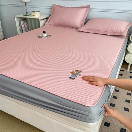 卡初家居  2025新款A类豆豆凉感席席子凉席-多比来了 多比来了-粉玉(床笠）