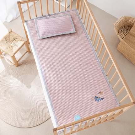 91家纺网 家纺一手货源 找家纺 丹兰 2025新款可定做婴童凉席凉豆豆冰丝席竹席儿童藤席幼儿园午睡席子 凉豆恐龙-粉