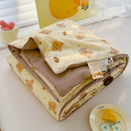 弗苓家纺 2025新款A类皱皱纱印花夏被 小熊卷卷