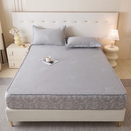 鑫琪莱 2025新款5D立体雕花凉感豆豆冰丝席凉席席子系列 床笠款-迷你-雅灰