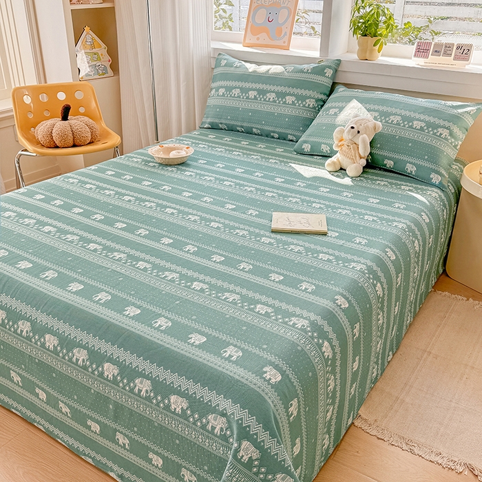 91家纺网 家纺一手货源 找家纺 博弈家纺   2025新款亲肤舒适原棉老粗布床单凉席三件套系列 异域风情