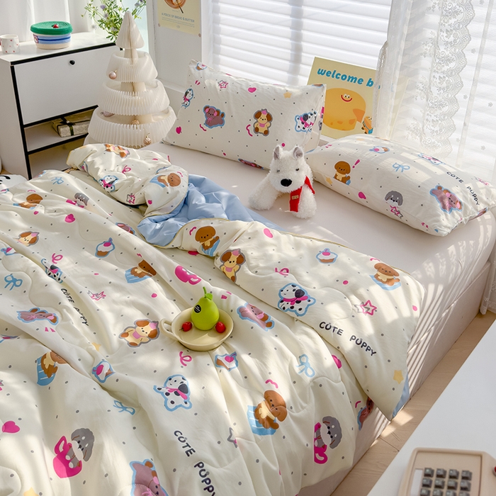 91家纺网 家纺一手货源 找家纺 弗苓家纺 2025新款A类皱皱纱印花夏被 乐翻天