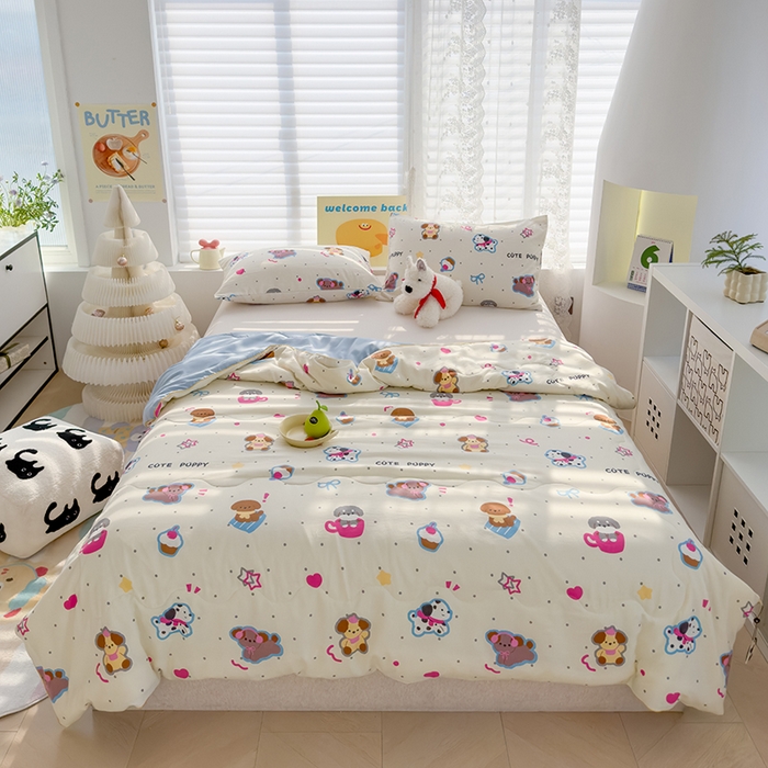 91家纺网 家纺一手货源 找家纺 弗苓家纺 2025新款A类皱皱纱印花夏被 乐翻天