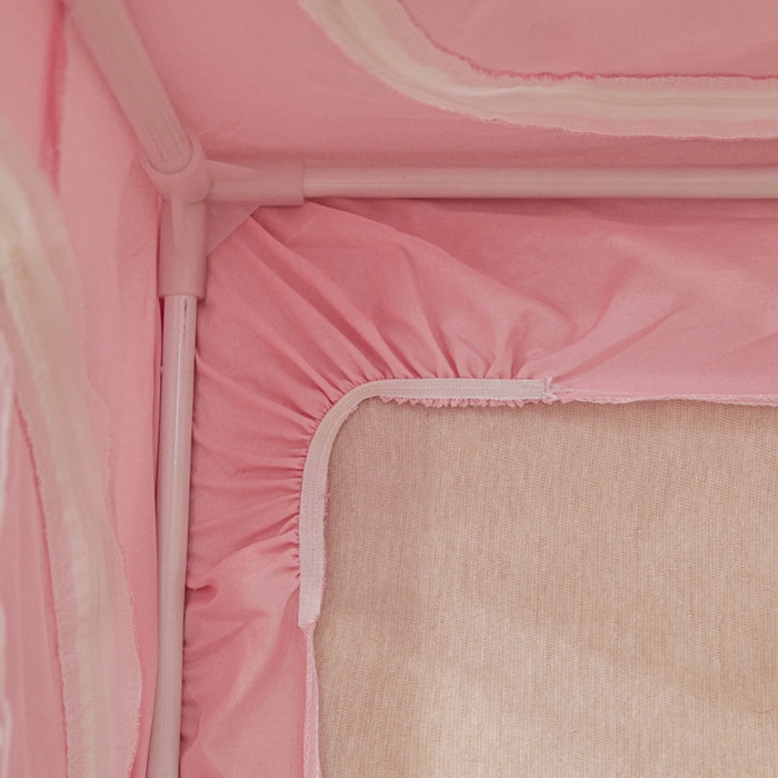 91家纺网 家纺一手货源 找家纺 兆星家纺 2025新款内穿带布帘蚊帐 纯色款 纯色-粉玉（不含帘）