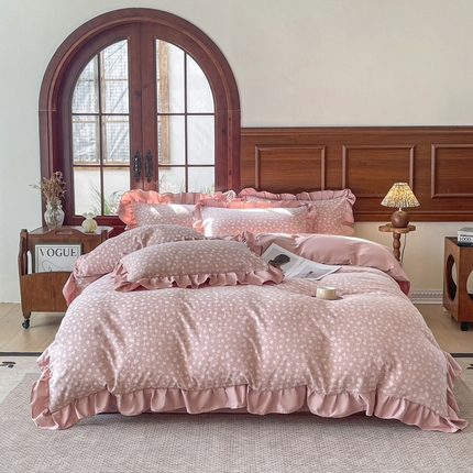 91家纺网 家纺一手货源 找家纺 （总）锦格家纺 2025年春夏新款A类全棉纯棉色织三层纱提花四件套