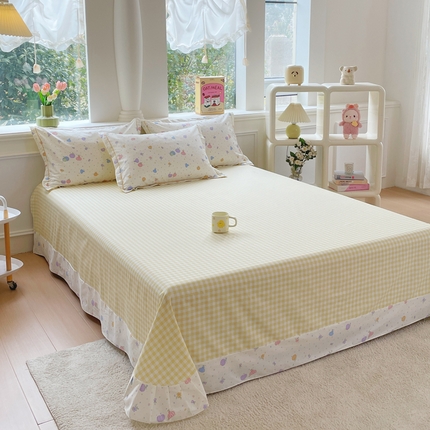 91家纺网 家纺一手货源 找家纺 （总）铭博家纺 2025新款直播热款全棉吊边一字绣工艺款13070印花全棉单床单