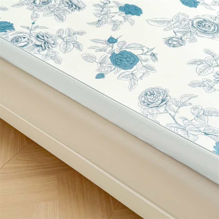 91家纺网 家纺一手货源 找家纺 雯豆2025春夏新款碳光冰丝席三件套A类凉感印花三明治凉席 碳光冰丝席-绑带款-诗韵-1