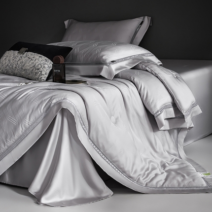 网客家纺 2025新款60天丝提花夏被四件套-香格里拉系列 香格里拉-极光灰