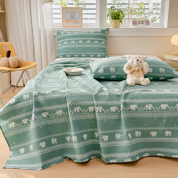 91家纺网 家纺一手货源 找家纺 博弈家纺   2025新款亲肤舒适原棉老粗布床单凉席三件套系列 异域风情