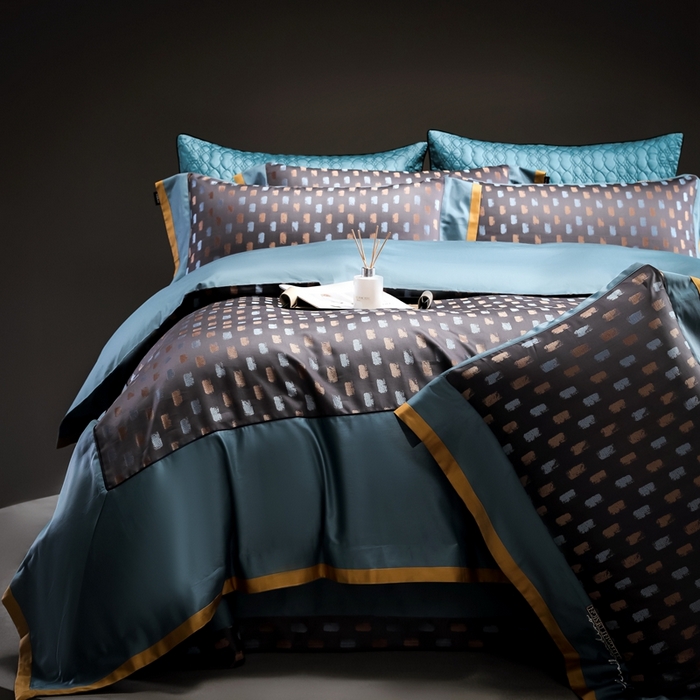 91家纺网 家纺一手货源 找家纺 （总）品家居 A版色织提花长绒棉四件套-圣西斯