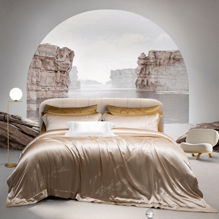 91家纺网 家纺一手货源 找家纺 （总）晋瑞 红顶鹅绒馆 2025真丝天丝大提花四件套