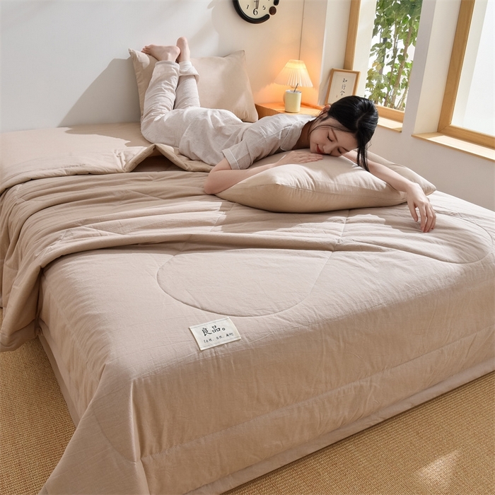 91家纺网 家纺一手货源 找家纺 凡心2025新款包检测假一罚十 百分百棉花填充 夏凉被空调被可机洗直播可过质检 卡其