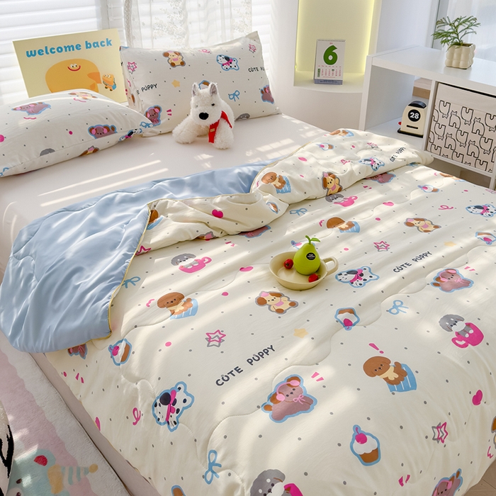 91家纺网 家纺一手货源 找家纺 弗苓家纺 2025新款A类皱皱纱印花夏被 乐翻天