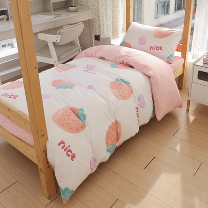 宅部落 2025新款全棉三件套纯棉学生宿舍上下铺六件套 奈斯草莓