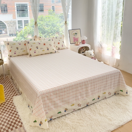 91家纺网 家纺一手货源 找家纺 （总）铭博家纺 2025新款直播热款全棉吊边一字绣工艺款13070印花全棉单床单