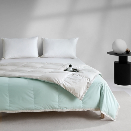 华盛羽绒被壳 2025新款可水洗羽绒夏被羽绒春秋被可水洗羽绒被壳天丝夏被 多巴胺灰拼绿