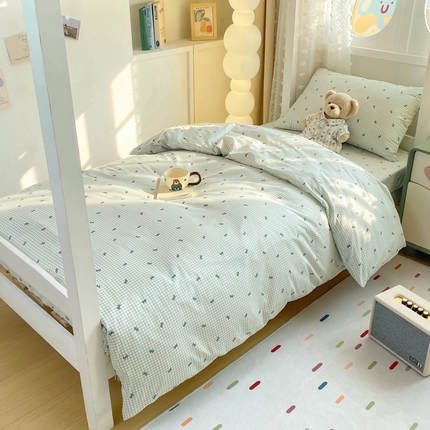 宅部落 2025新款全棉三件套纯棉学生宿舍上下铺六件套 蝶语-绿