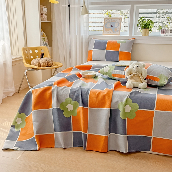 91家纺网 家纺一手货源 找家纺 （总）博弈家纺   2025新款亲肤舒适原棉老粗布床单凉席三件套系列