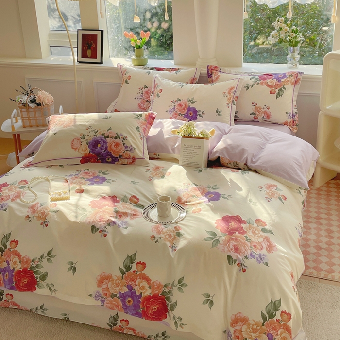 91家纺网 家纺一手货源 找家纺 铭博家纺 2025新款直播热款全棉吊边一字绣工艺款13070印花全棉单床单 宁洛薇1