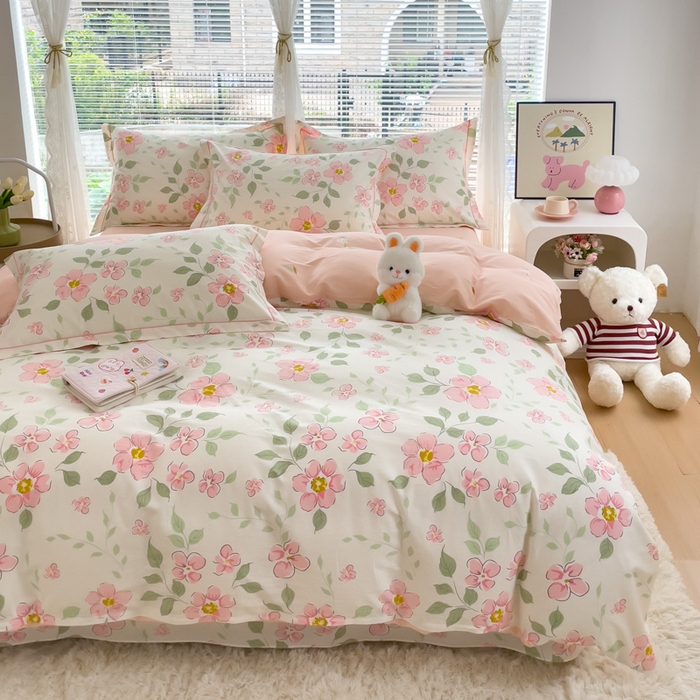 91家纺网 家纺一手货源 找家纺 铭博家纺 2025新款直播热款全棉吊边一字绣工艺款13070印花全棉单床单 悠悠花簇