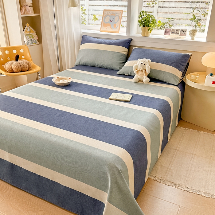 91家纺网 家纺一手货源 找家纺 博弈家纺   2025新款亲肤舒适原棉老粗布床单凉席三件套系列 欢乐时光