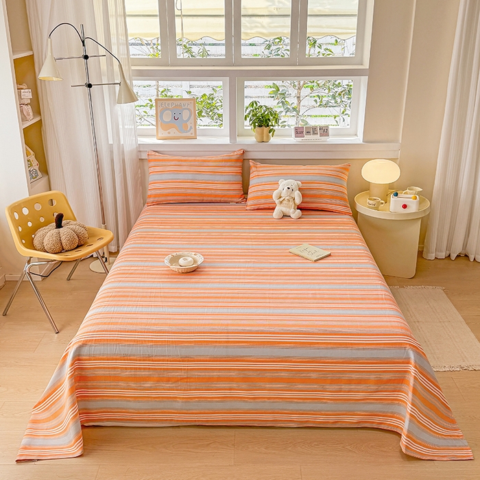 91家纺网 家纺一手货源 找家纺 博弈家纺   2025新款亲肤舒适原棉老粗布床单凉席三件套系列 热恋