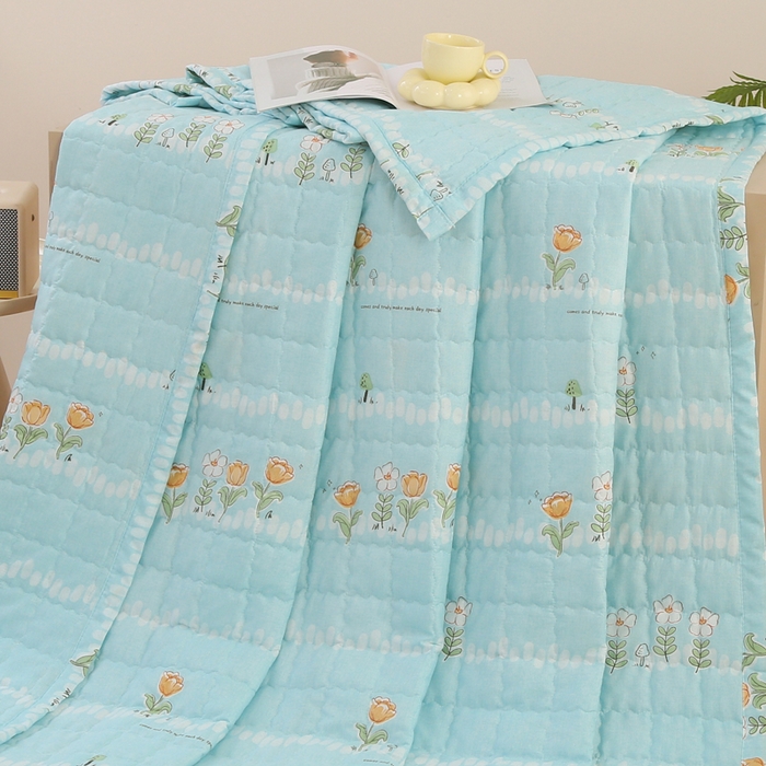 91家纺网 家纺一手货源 找家纺 被多多被业 2025新款亲肤绒多针绗绣工艺夏被空调被 花开半夏