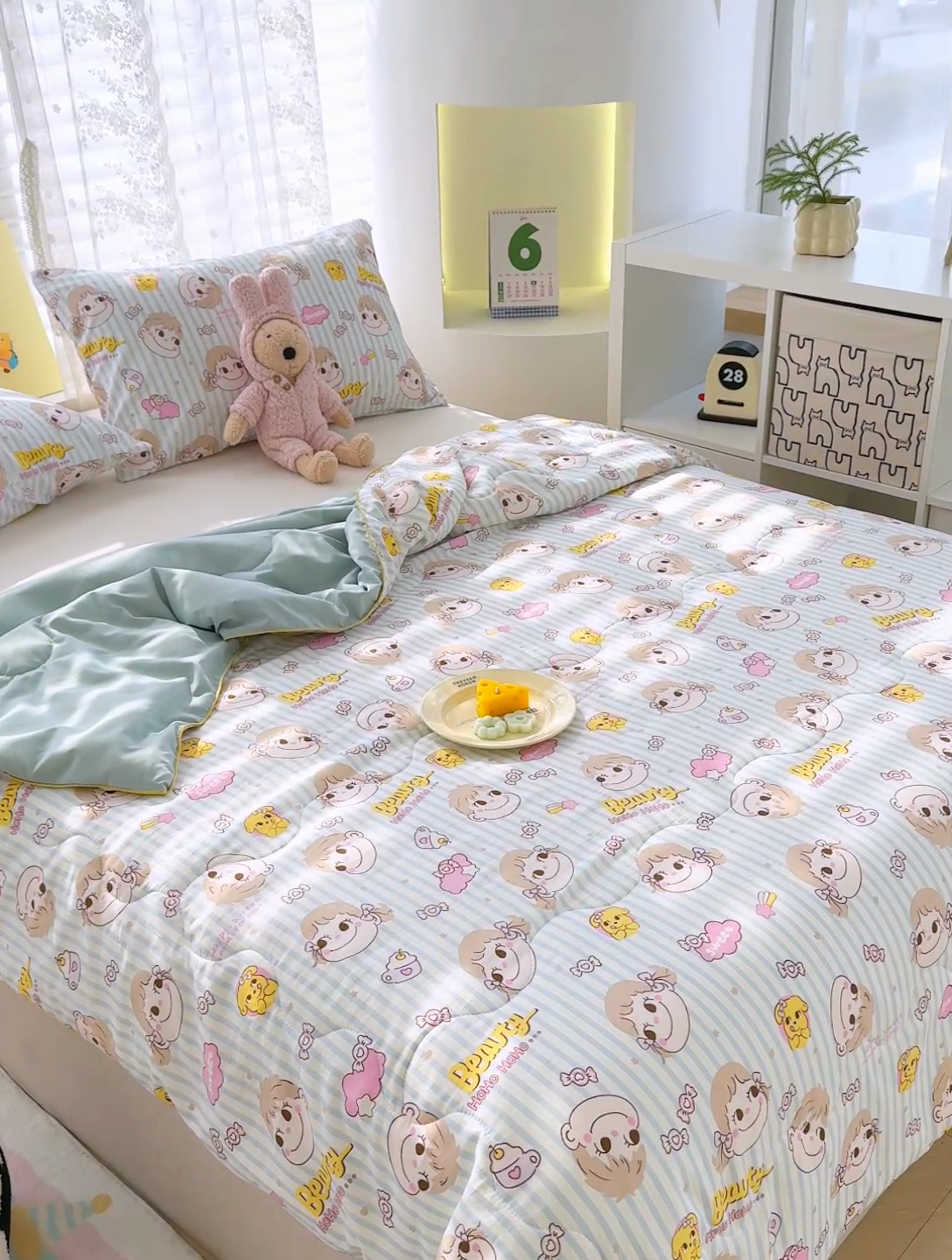 91家纺网 家纺一手货源 找家纺 弗苓家纺 2025新款A类皱皱纱印花夏被 糖小佳