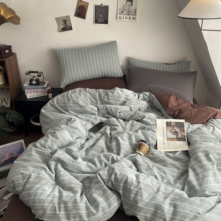 91家纺网 家纺一手货源 找家纺 （总）穆琪 2025新款全棉色织提花人字斜四件套-美拉德系列