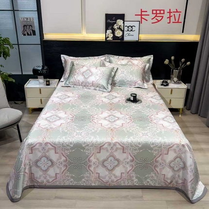 91家纺网 家纺一手货源 找家纺 许林 2025新款冰丝凉席床单款凉席三件套-卡罗拉