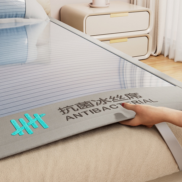 91家纺网 家纺一手货源 找家纺 卡初家居  2025新款A类抗菌冰丝席 席子凉席 抗菌蓝