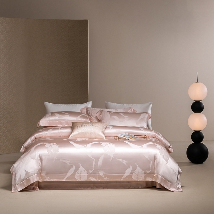 91家纺网 家纺一手货源 找家纺 晋瑞 红顶鹅绒馆 2025真丝天丝大提花四件套 芙蓉佳人