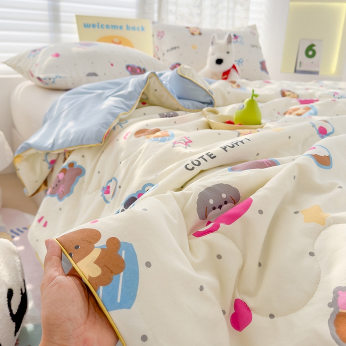 91家纺网 家纺一手货源 找家纺 弗苓家纺 2025新款A类皱皱纱印花夏被 乐翻天