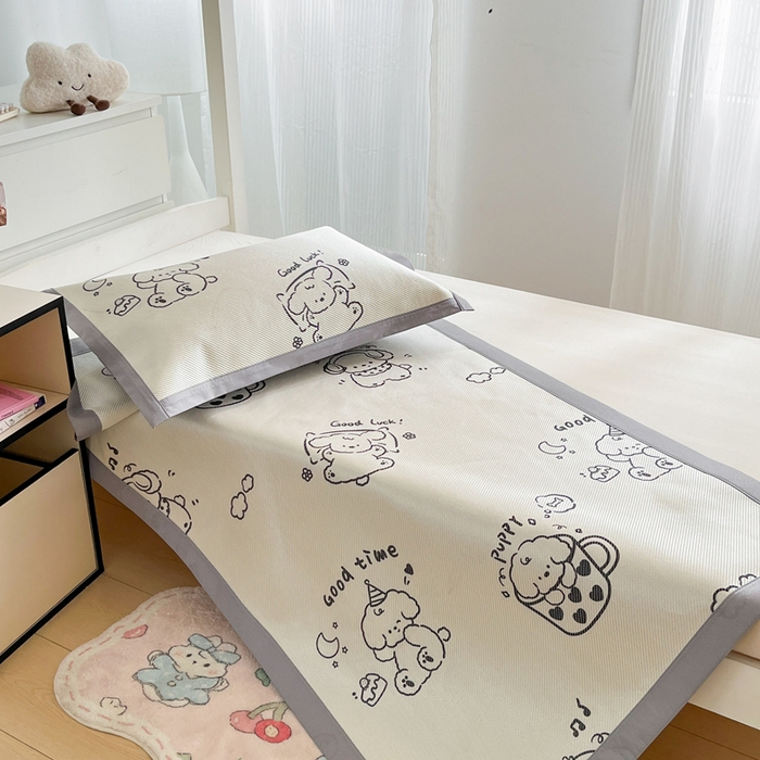 91家纺网 家纺一手货源 找家纺 川悦生活2025新款小清新冰藤席学生款 开心旺仔