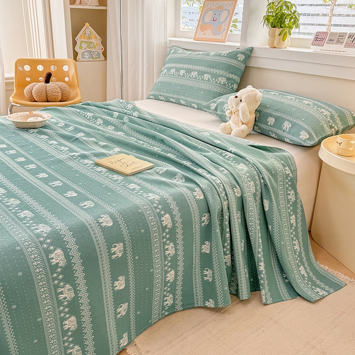 91家纺网 家纺一手货源 找家纺 博弈家纺   2025新款亲肤舒适原棉老粗布床单凉席三件套系列 异域风情